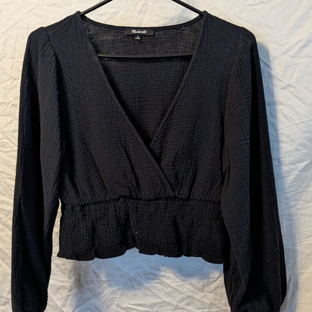 Black cotton crop top size M